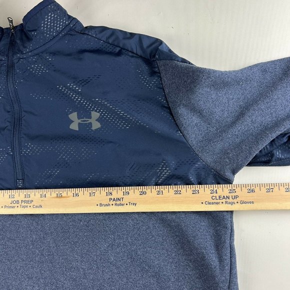 UNDER ARMOUR Size 2XL ColdGear Blue PULLOVER 1/4 Zip Fleece Lined Digi Camo - Picture 8 of 11